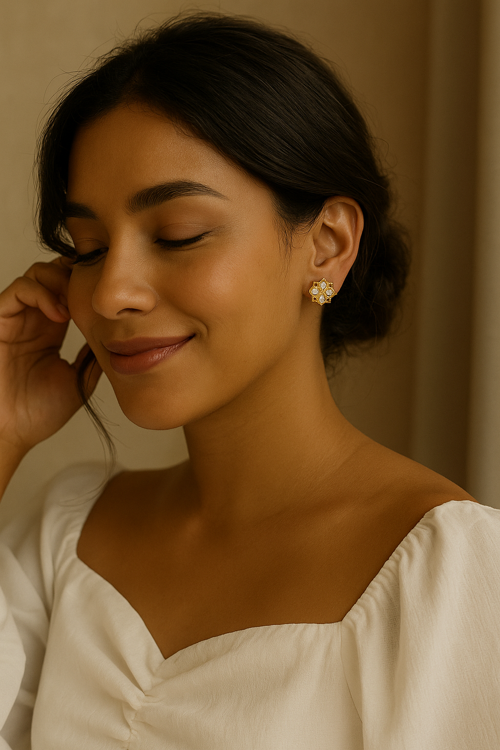 Aretes Flor Imperial Giratoria